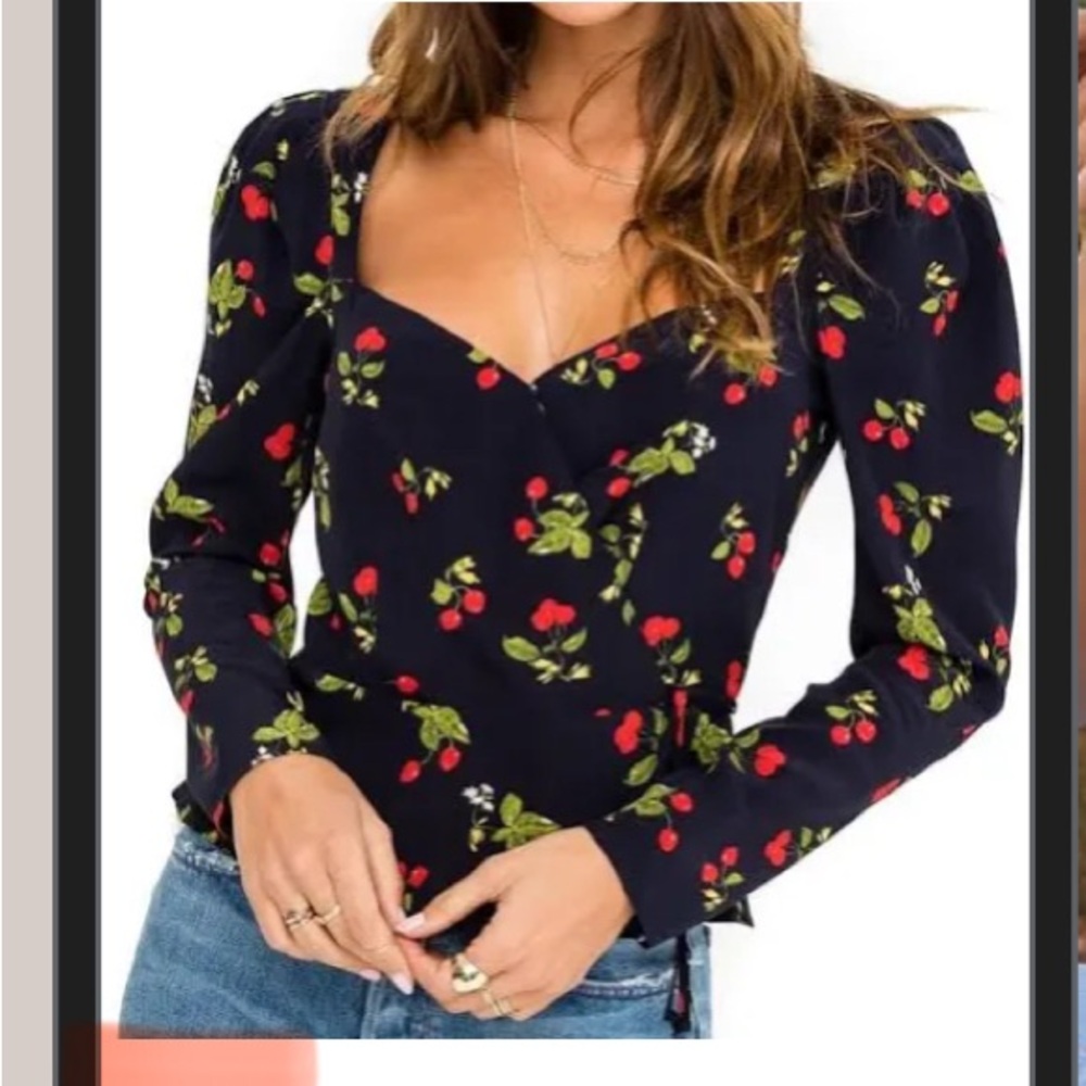 ASTR the label sweetheart cherry wrap top